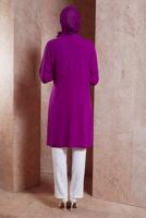 Tesettür giyim FUŞYA ALVİNA BAĞLAMA DETAYLI TUNİK T 42880