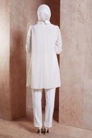 Tesettür giyim EKRU ALVİNA TAŞ DETAYLI TUNİK T 42902