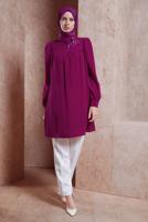 Tesettür giyim FUŞYA ALVİNA TAŞ DETAYLI TUNİK T 42902