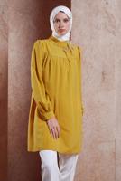 Tesettür giyim SARI ALVİNA TAŞ DETAYLI TUNİK T 42902