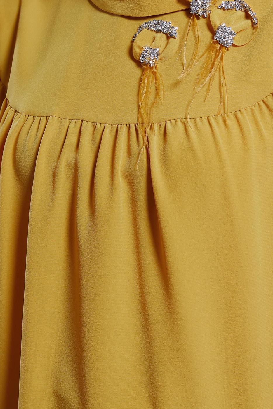 Tesettür giyim SARI ALVİNA TAŞ DETAYLI TUNİK T 42902