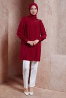 Tesettür giyim BORDO ALVİNA TAŞ DETAYLI TUNİK T 42902