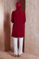 Tesettür giyim BORDO ALVİNA TAŞ DETAYLI TUNİK T 42902