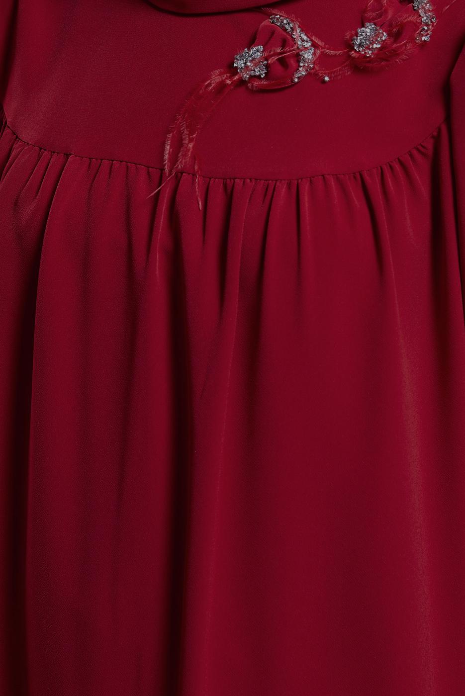 Tesettür giyim BORDO ALVİNA TAŞ DETAYLI TUNİK T 42902