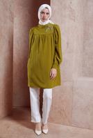 Tesettür giyim YEŞİL ALVİNA TAŞ DETAYLI TUNİK T 42902