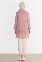 Tesettür giyim PUDRA ALVİNA PUANTİYELİ KATLI TUNİK T 42903