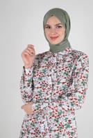 Tesettür giyim BORDO ALVİNA DESENLİ DÜĞMELİ TUNİK T 42904