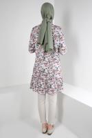 Tesettür giyim BORDO ALVİNA DESENLİ DÜĞMELİ TUNİK T 42904