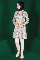 Tesettür giyim SARI ALVİNA DESENLİ DÜĞMELİ TUNİK T 42904