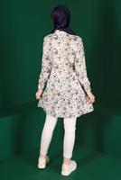 Tesettür giyim SARI ALVİNA DESENLİ DÜĞMELİ TUNİK T 42904