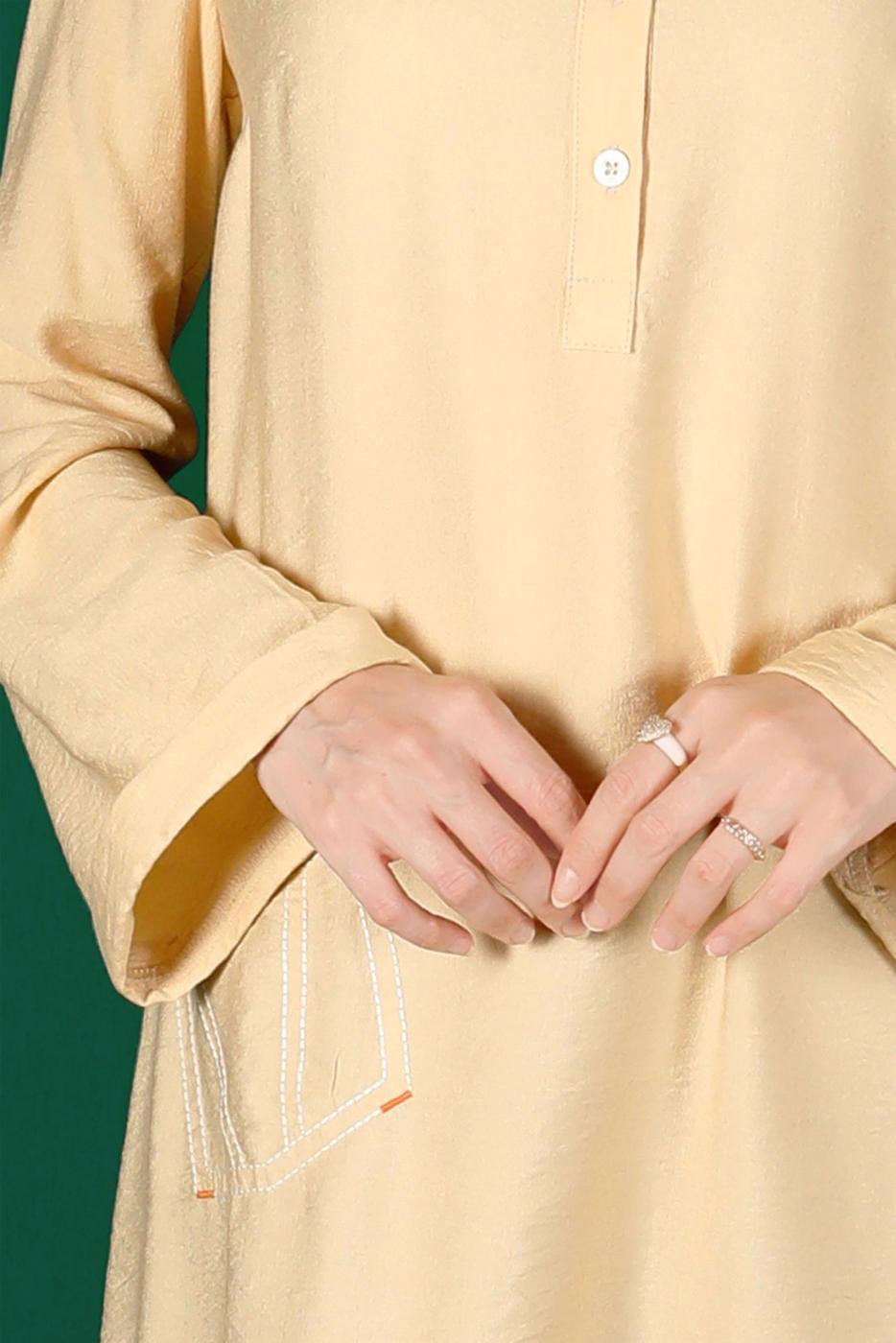 Tesettür giyim BEJ ALVİNA DÜĞMELİ TUNİK T 42914