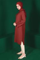 Tesettür giyim BORDO ALVİNA DÜĞMELİ TUNİK T 42914