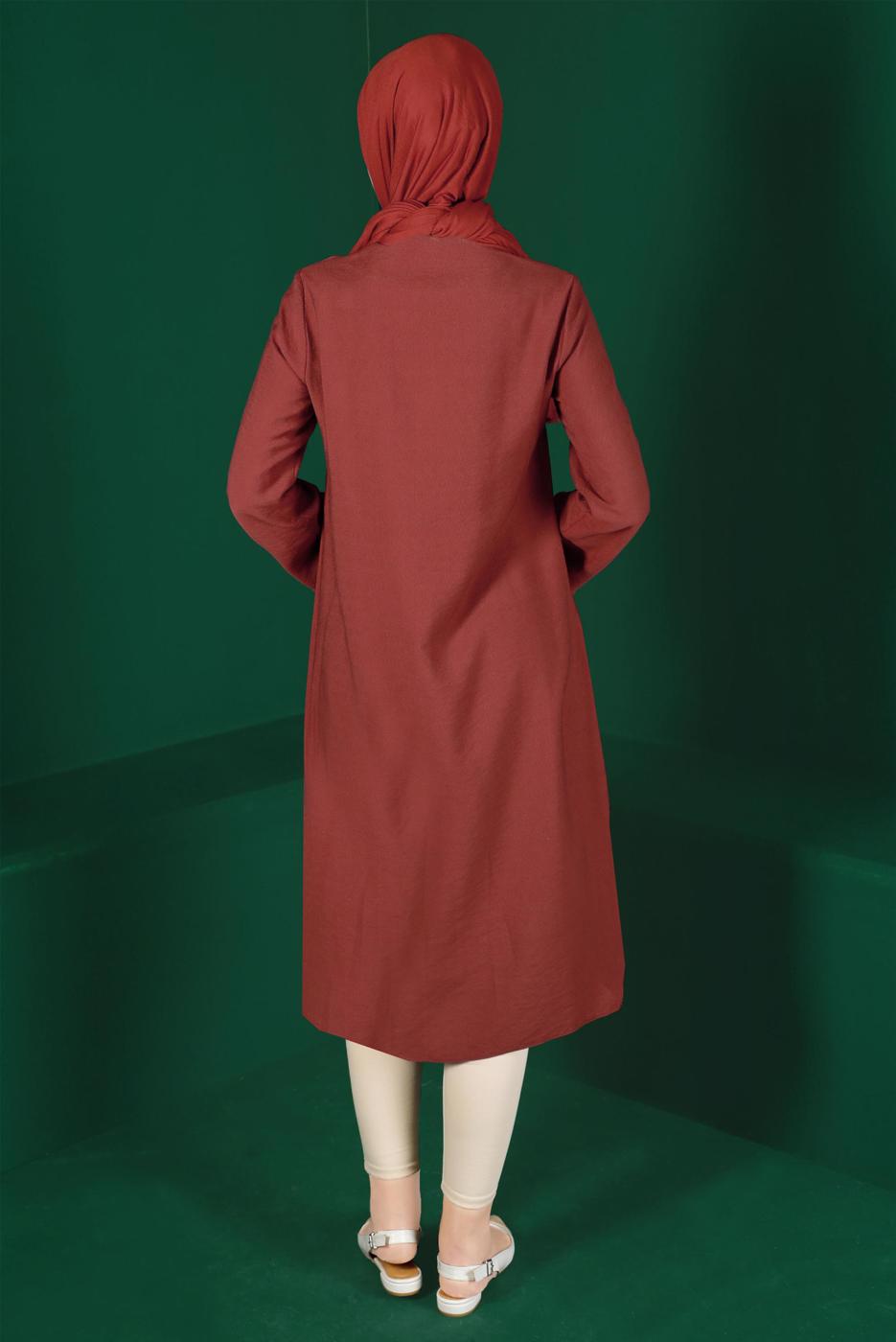 Tesettür giyim BORDO ALVİNA DÜĞMELİ TUNİK T 42914