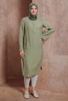 Tesettür giyim YEŞİL ALVİNA DÜĞMELİ TUNİK T 42914
