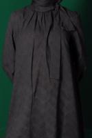 Tesettür giyim SİYAH ALVİNA BAĞLAMA DETAYLI FİSTOLU TUNİK T 42927