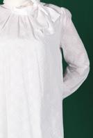 Tesettür giyim KREM ALVİNA BAĞLAMA DETAYLI FİSTOLU TUNİK T 42927