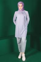 Tesettür giyim MOR ALVİNA BAĞLAMA DETAYLI FİSTOLU TUNİK T 42927