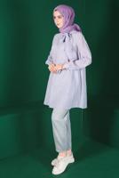 Tesettür giyim MOR ALVİNA BAĞLAMA DETAYLI FİSTOLU TUNİK T 42927