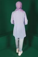 Tesettür giyim MOR ALVİNA BAĞLAMA DETAYLI FİSTOLU TUNİK T 42927