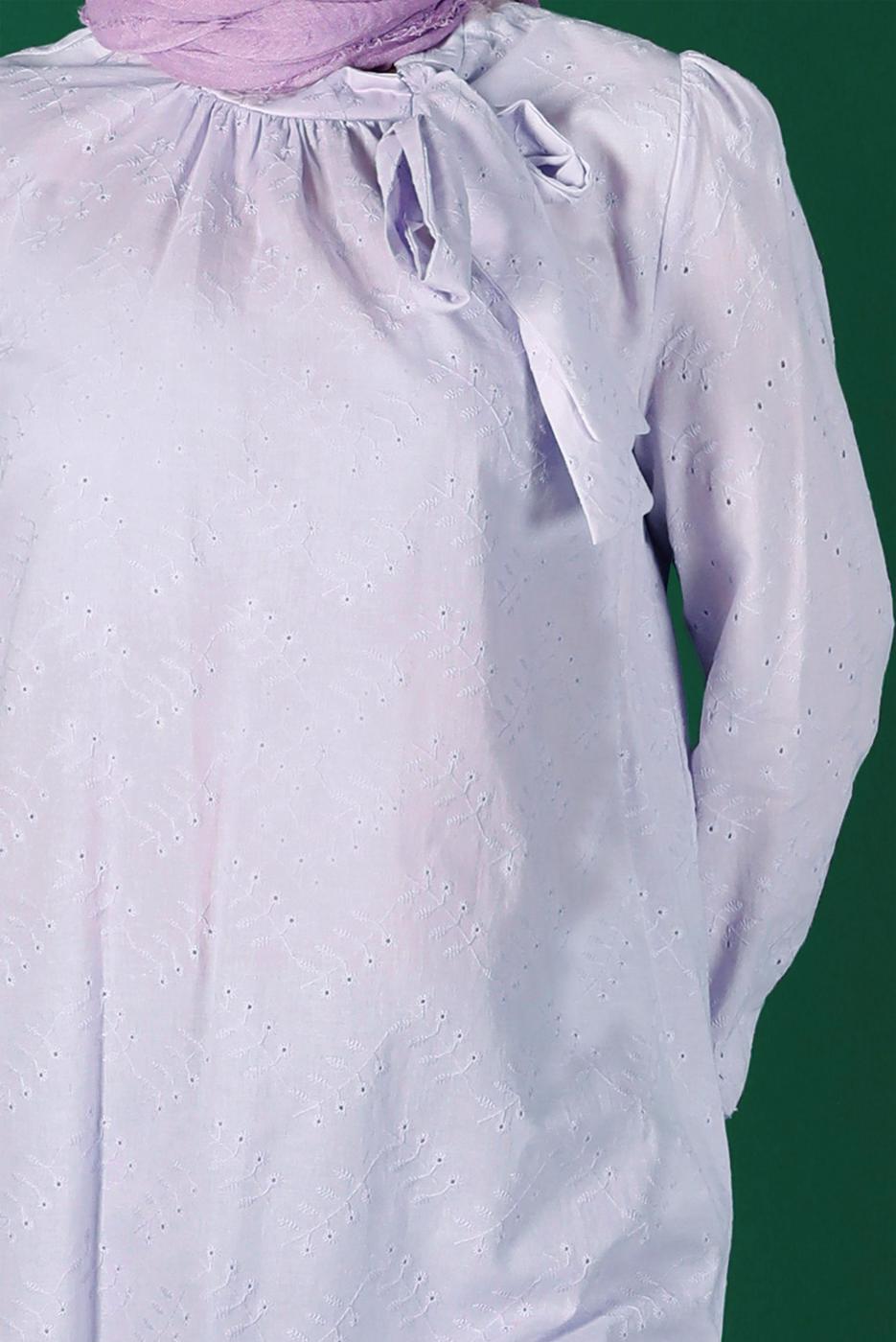 Tesettür giyim MOR ALVİNA BAĞLAMA DETAYLI FİSTOLU TUNİK T 42927