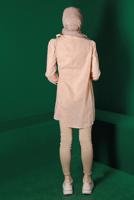 Tesettür giyim BEJ ALVİNA BAĞLAMA DETAYLI FİSTOLU TUNİK T 42927