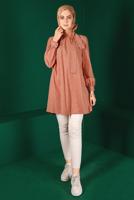 Tesettür giyim PEMBE ALVİNA BAĞLAMA DETAYLI FİSTOLU TUNİK T 42927