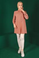 Tesettür giyim PEMBE ALVİNA BAĞLAMA DETAYLI FİSTOLU TUNİK T 42927