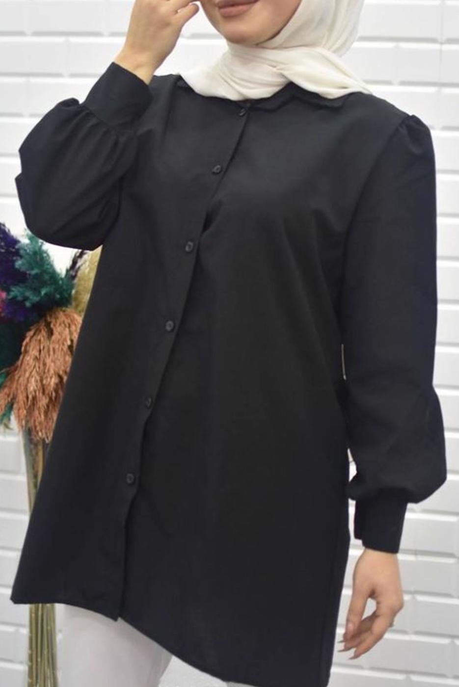 Vêtements hijab NOIR TUNIQUE SALAS À BOUTONS 5125