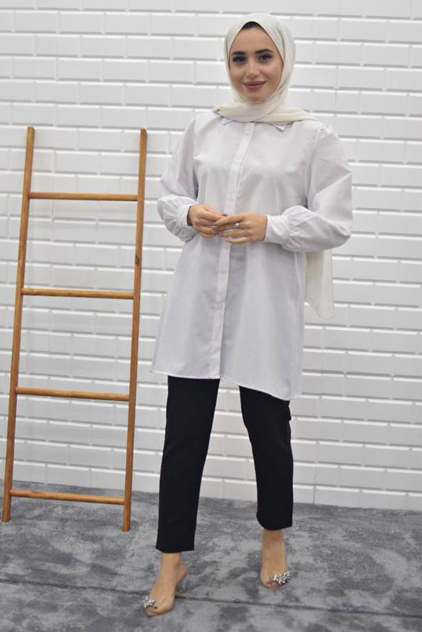 Tesettür giyim  BOYDAN DÜĞMELİ SALAŞ TUNİK 5125  - TRENDTESETTÜR