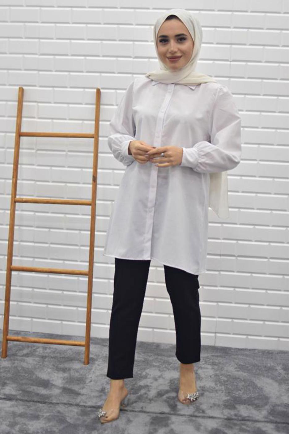 Vêtements hijab BLANC TUNIQUE SALAS À BOUTONS 5125