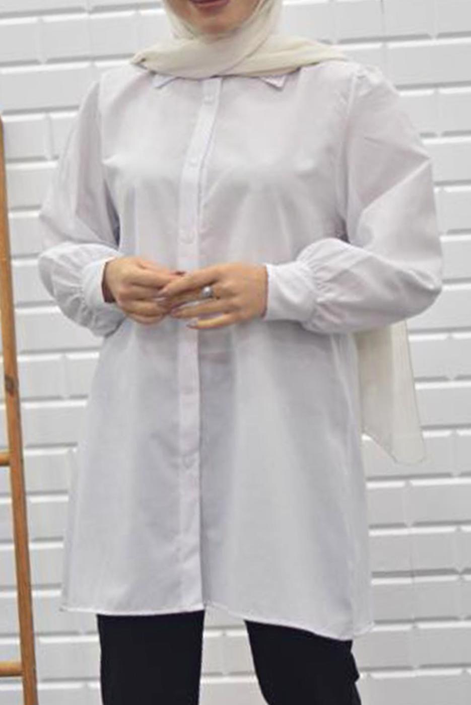 Vêtements hijab BLANC TUNIQUE SALAS À BOUTONS 5125