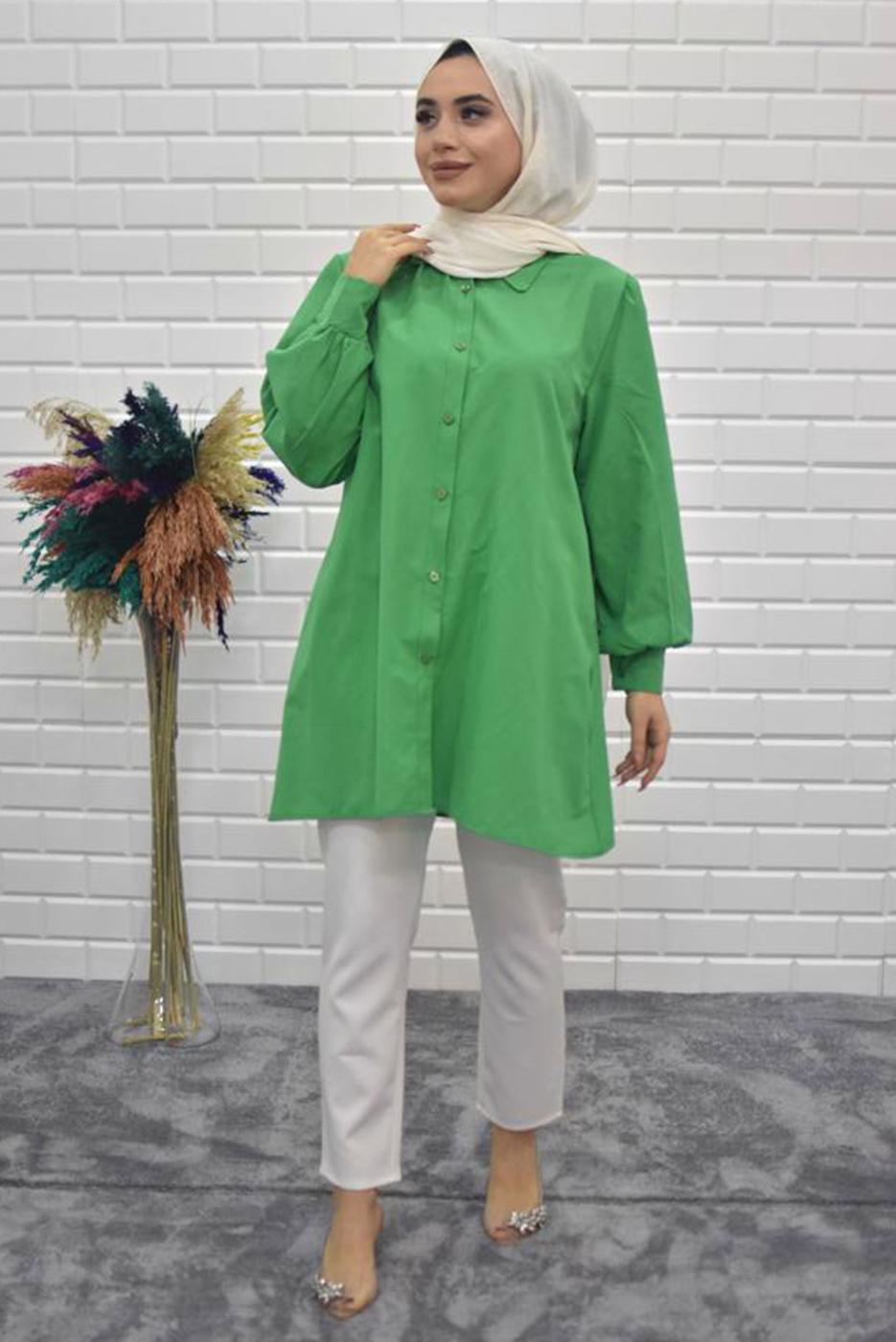 Vêtements hijab VERT TUNIQUE SALAS À BOUTONS 5125