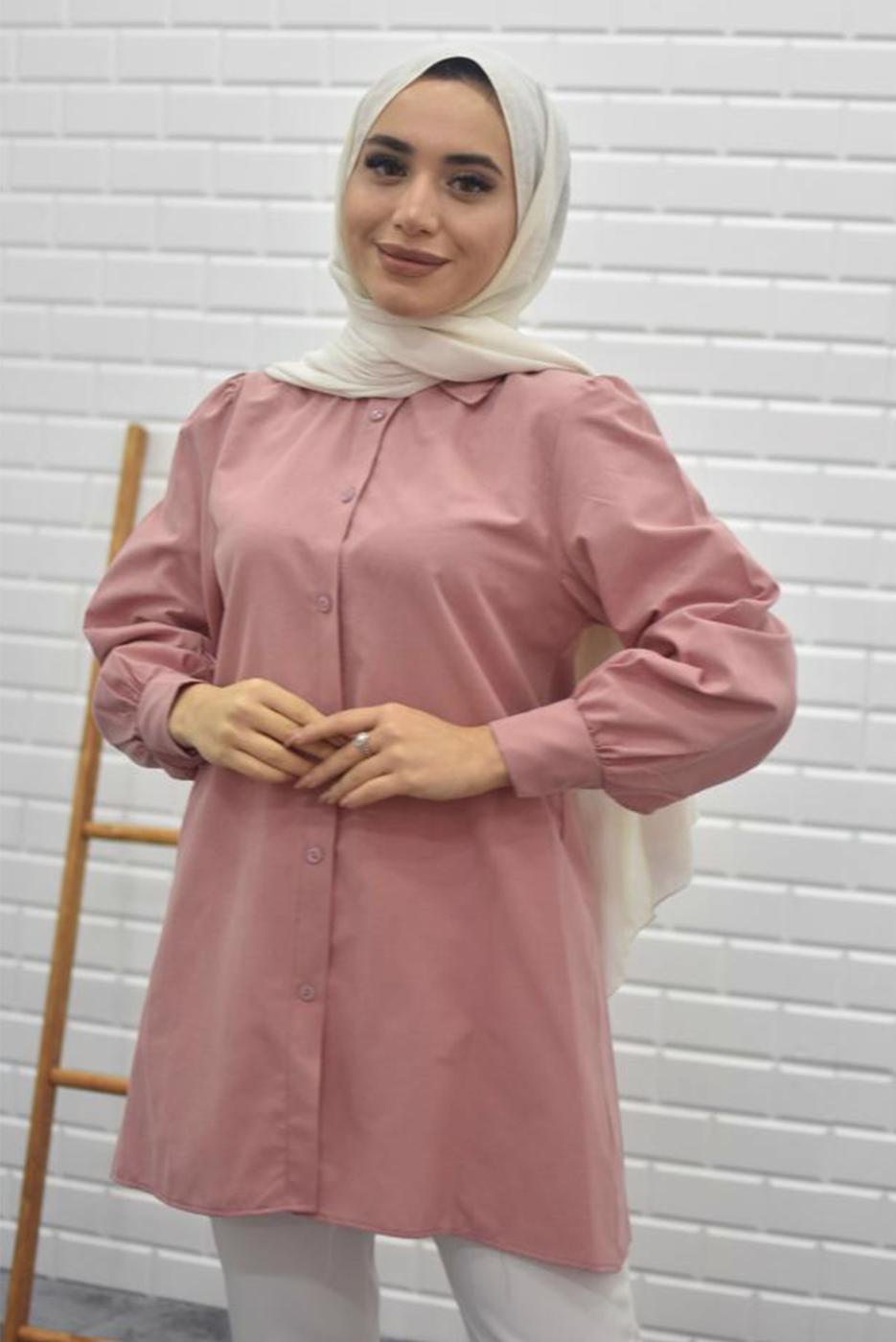 Vêtements hijab ROSE TUNIQUE SALAS À BOUTONS 5125