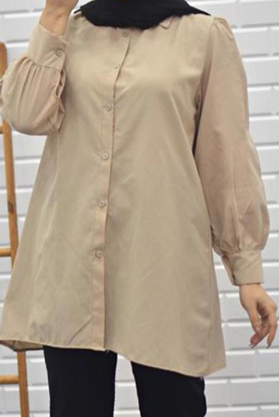 Vêtements hijab BEIGE TUNIQUE SALAS À BOUTONS 5125