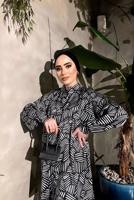 Tesettür giyim SİYAH ÇİZGİLİ SATEN TUNİK 551-2