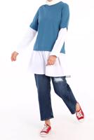 Tesettür giyim MAVİ İKİ RENK TUNİK 66005 