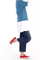 Tesettür giyim MAVİ İKİ RENK TUNİK 66005 