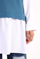 Tesettür giyim MAVİ İKİ RENK TUNİK 66005 