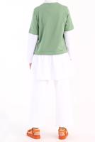 Tesettür giyim YEŞİL İKİ RENK TUNİK 66005 
