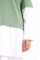 Tesettür giyim YEŞİL İKİ RENK TUNİK 66005 