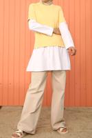 Tesettür giyim SARI İKİ RENK TUNİK 66005 