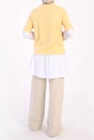 Tesettür giyim SARI İKİ RENK TUNİK 66005 