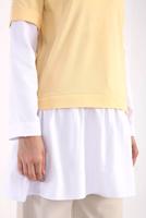 Tesettür giyim SARI İKİ RENK TUNİK 66005 