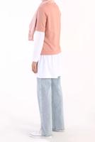 Tesettür giyim PUDRA İKİ RENK TUNİK 66005 