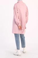 Tesettür giyim PEMBE GİZLİ DÜĞMELİ BALON KOL TUNİK 66015 