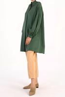 Tesettür giyim YEŞİL GİZLİ DÜĞMELİ BALON KOL TUNİK 66015 