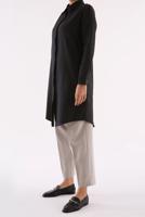 Tesettür giyim SİYAH GİZLİ DÜĞMELİ BASIC TUNİK 70015 