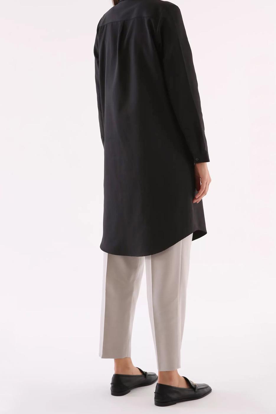 Tesettür giyim SİYAH GİZLİ DÜĞMELİ BASIC TUNİK 70015 
