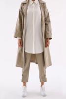 Tesettür giyim KREM GİZLİ DÜĞMELİ BASIC TUNİK 70015 