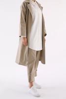 Tesettür giyim KREM GİZLİ DÜĞMELİ BASIC TUNİK 70015 